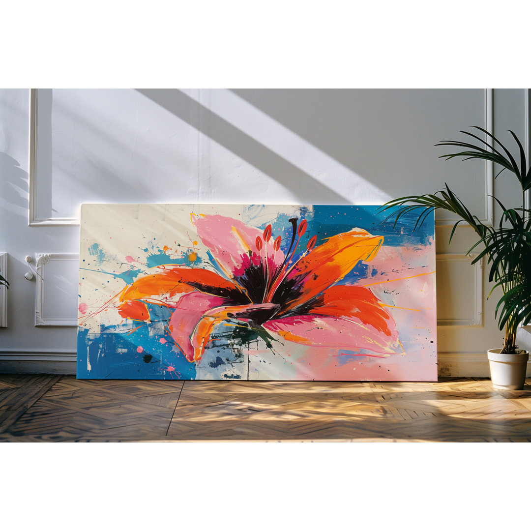 Wandbild 120x60cm Abstrakte Blume Blüte Farbenfroh Kunstvoll