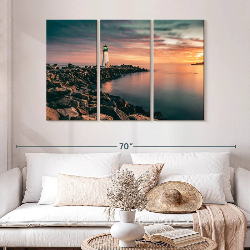 Lighthouse pastel sunset Aletra, H 32 po x l 50 po