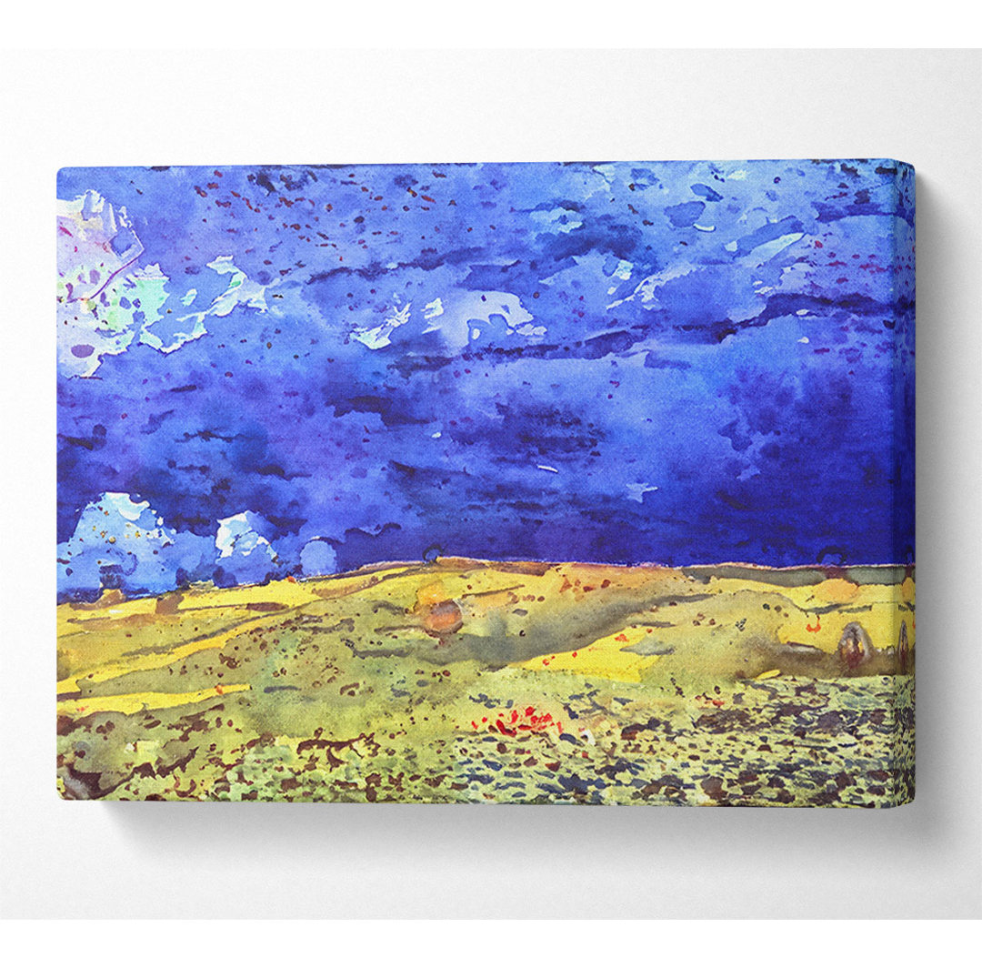 Van Gogh Feld unter Sturm Himmel Leinwand Aquarell