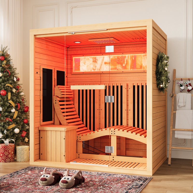 Sauna à infrarouges intérieur avec luminothérapie rouge et méridienne Erommy