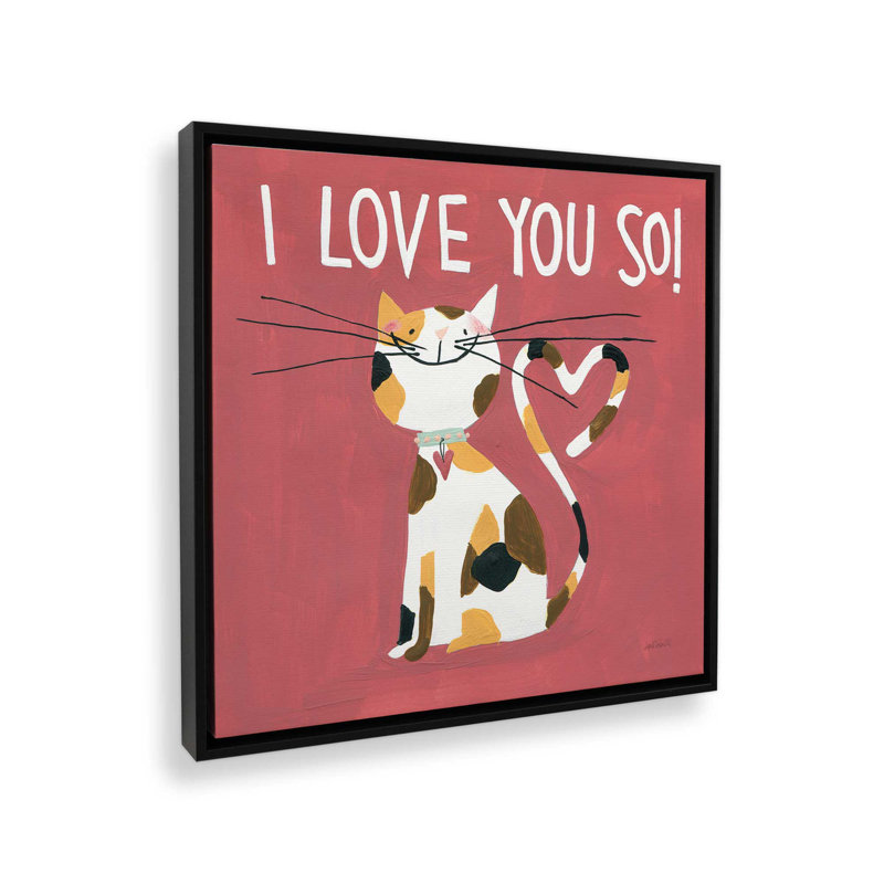 «Happy Cats You Are Purr-fect» par Anne Tavoletti, reproduction d'art sur toile, Noir, Cadre flottant, H 12 po x l 12 po