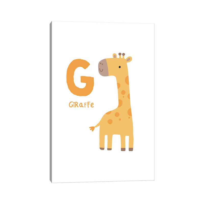 Animal Alphabet G - impression d'art graphique, H 26 po x l 18 po x 1,5 po, Toile tendue, Pas de tapis
