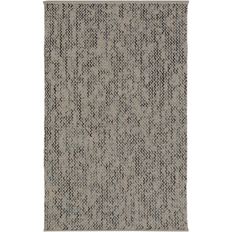 Tapis beige/gris fait main à tissage plat Nicolle, Rectangle 5 pi x 7 pi 6 po