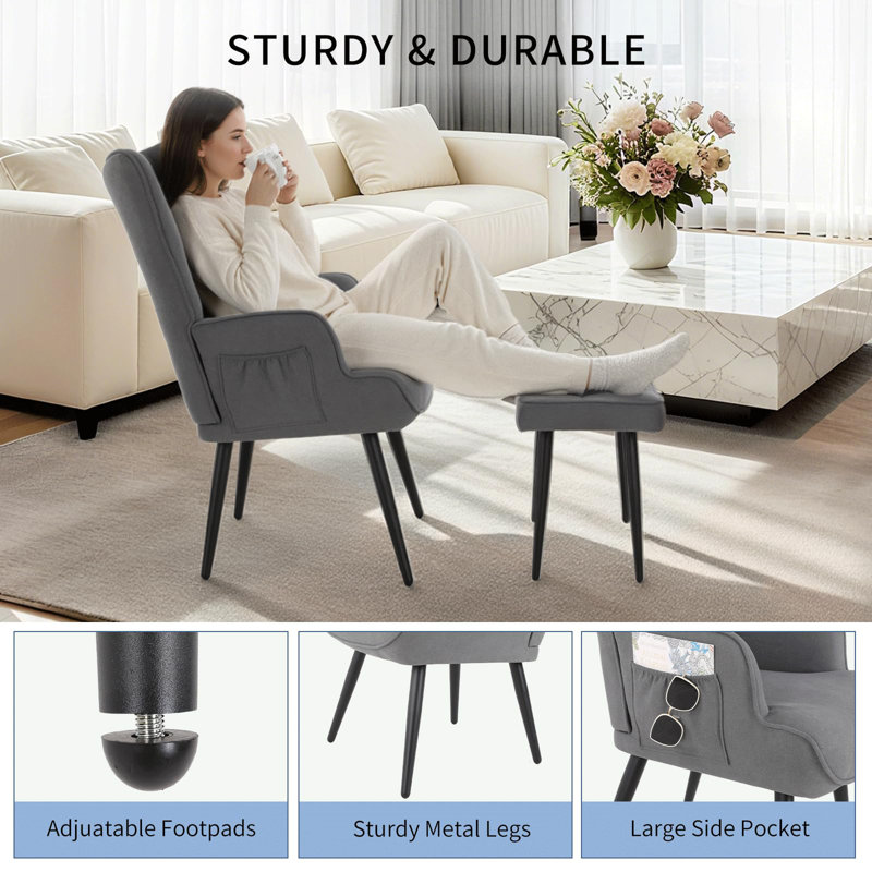 Upholstered Accent Chair, Grey