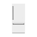ZLINE Autograph 36 in. White Matte Refrigerator with Gray and Black Accents