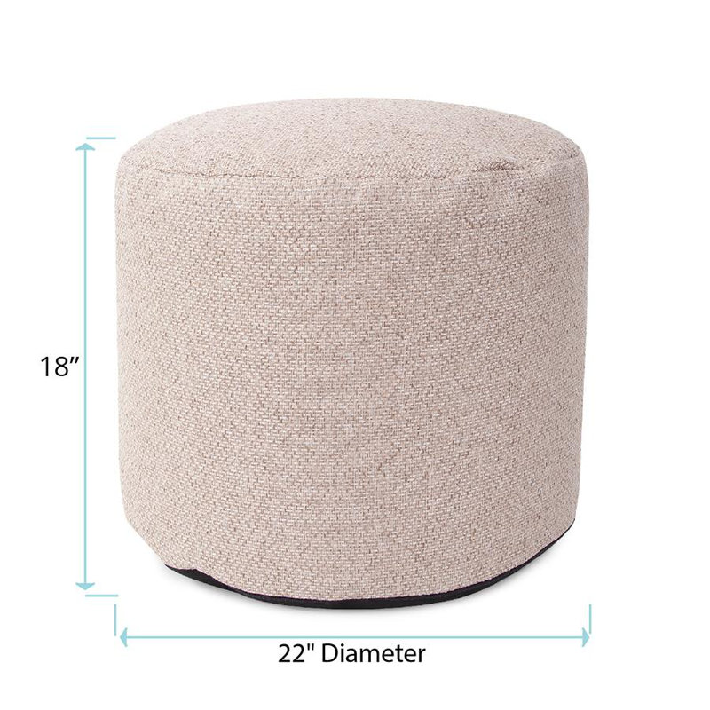 Pouf rond de 22 po de largeur, 100% polyester sable de Panama