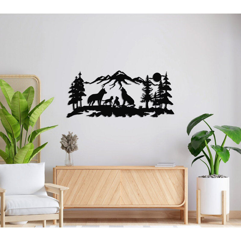 Handmade Rustic Animals Wall Decor on Metal, 20" H x 47" W x 0.6" D