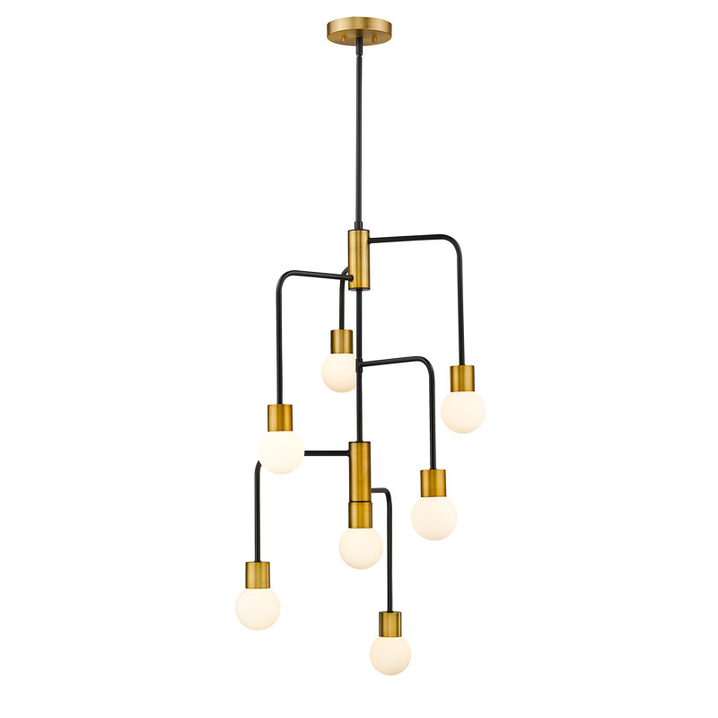 Lustre à niveaux 7 lumières unique Dasher, Laiton fonderie