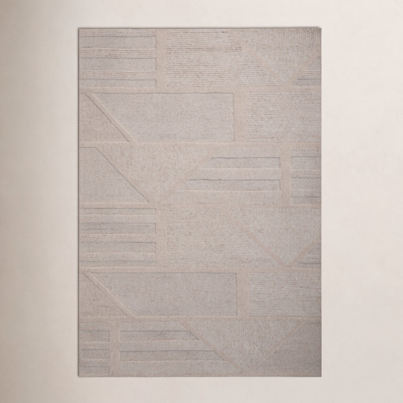 Tapis 100% laine touffeté à la main, Rectangle 7 pi 9 po x 9 pi 9 po