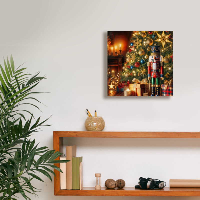 Art mural sur toile The Holiday Aisle® «Nutcracker And Christmas Tree» par Rey Klimt, H 12 po x l 12 po