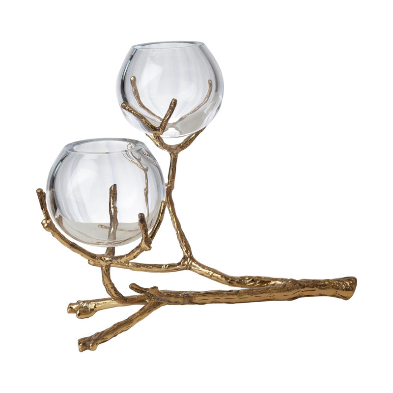 Twig Glass Table Vase, Brass