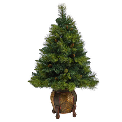 Sapin de Noël artificiel 4,33 'avec 130 lumières claires North Carolina Mixed