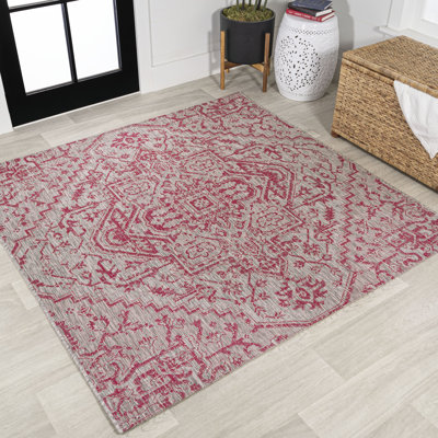 Tapis intérieur / extérieur gris clair / fuchsia Truman