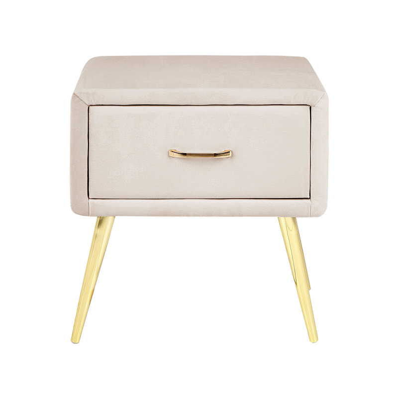 Flossie 46 cm W Bedside Table, Beige