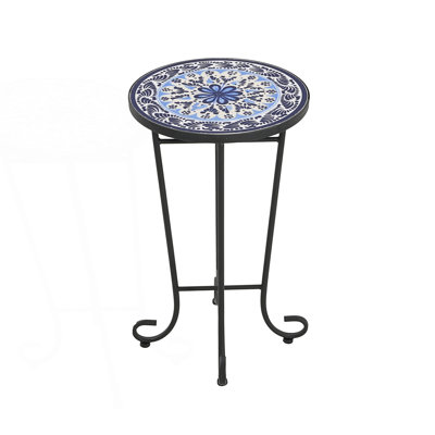 Patio Side Table,Blue+Black