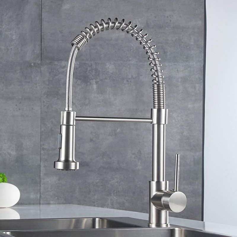 Commercial Kitchen Faucet With Pull Down Sprayer, Single Handle Single Lever Kitchen Sink Faucet
