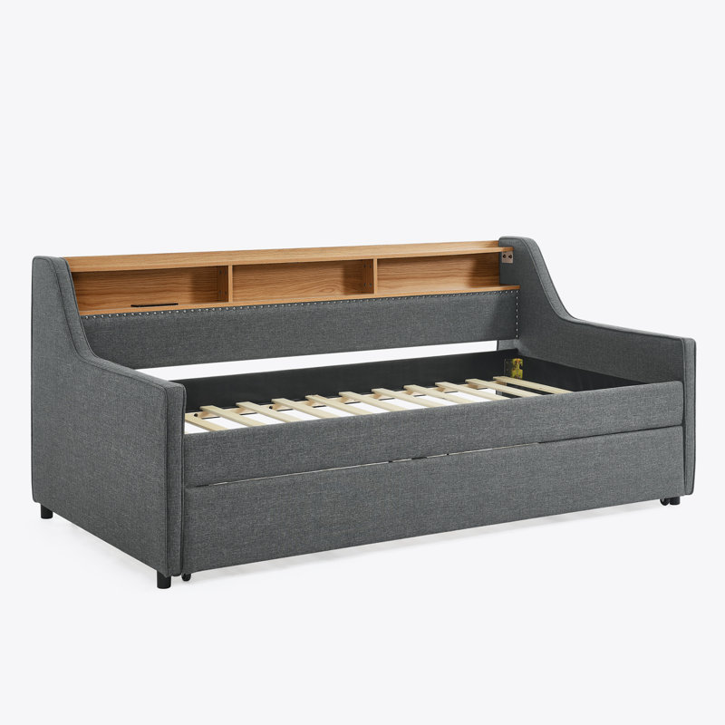 Bahman Upholstered Daybed with Trundle Bed, Gray
