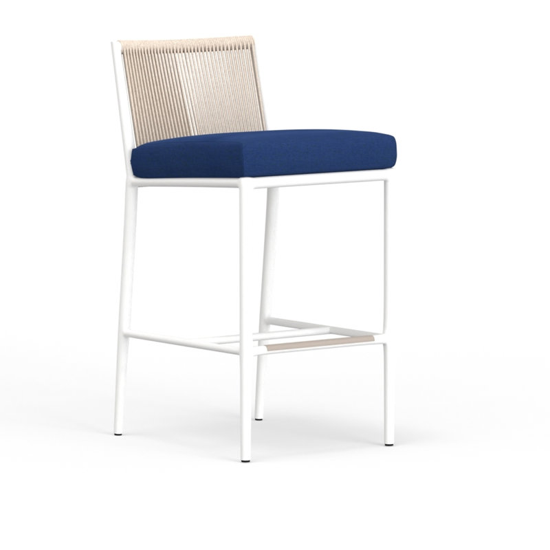 Tabouret de bar avec coussin Sabbia, Dupione Celeste Sunbrella®, 32"