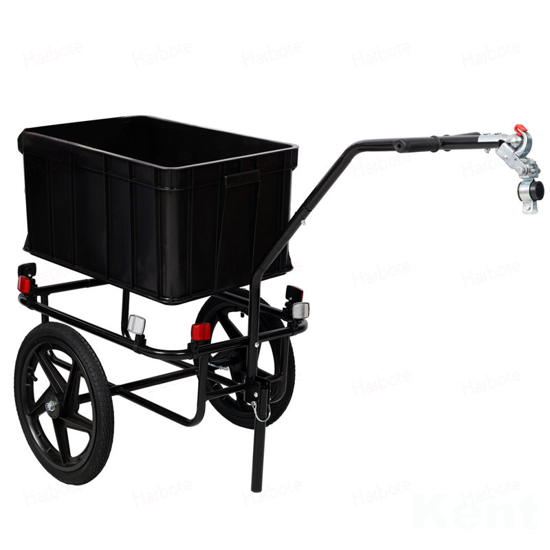 Bike Cargo Trailer with Support Bar, 600D PVC Waterproof Cover, Removable Box, Utility Bike Wagon Trailer for Shopping Camping and Outdoor Activities