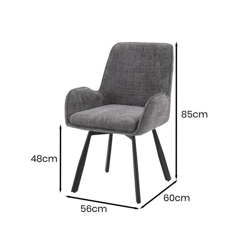 Fabric Upholstered Metal Armchair, Grey