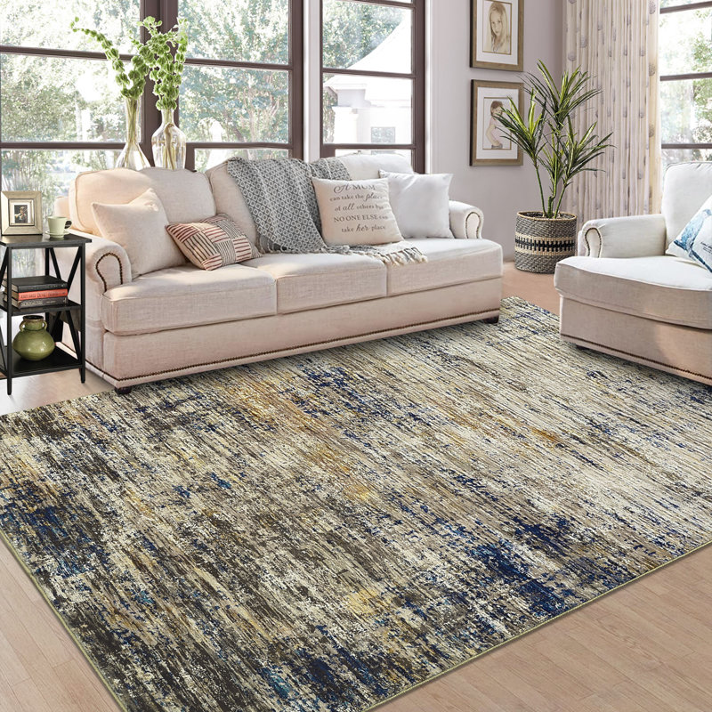 Non-Slip Machine Washable Area Rugs, Modern Abstract Rug with Non-Slip Backing for Living Room Bedroom Dining Room