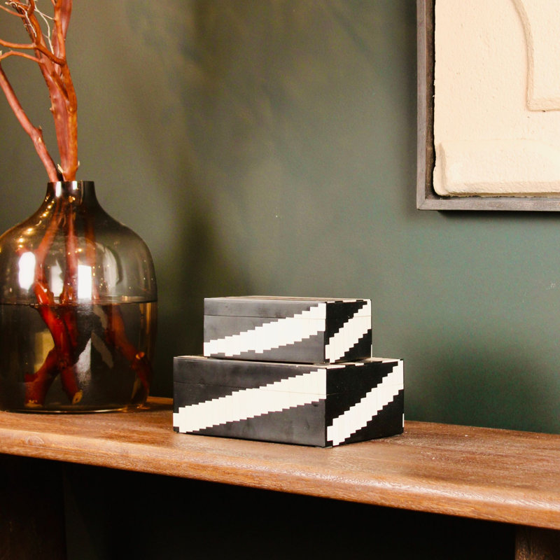 Kamari 2 Piece Geometric Inlay Decorative Nesting Boxes