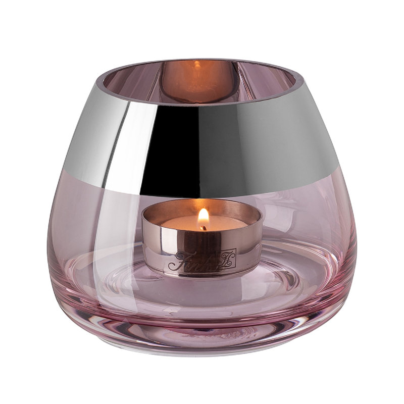 Porte-bougie chauffe-plat Hargrett Bella, H 3,54 po x l 4,33 po x P 4,3 po, Rose