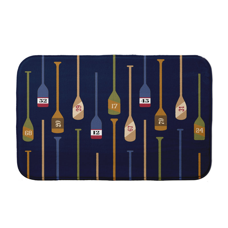 Tapis pour salle de bain numéro d’aviron Sienna, l 21 po x L 34 po, Bleu marine