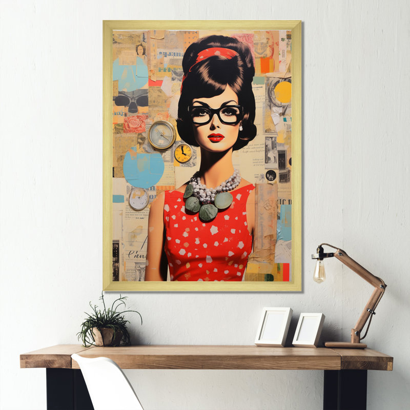 Mid Century Retro Rhythms III - reproduction d'art sur toile, H 32 po x l 16 po x P 1 po, Encadrement doré