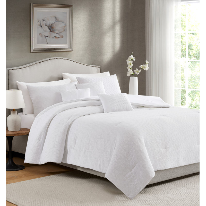 Ensemble d'édredon jacquard Jada Waffle, Édredon pour très grand lit + 2 très grandes ta