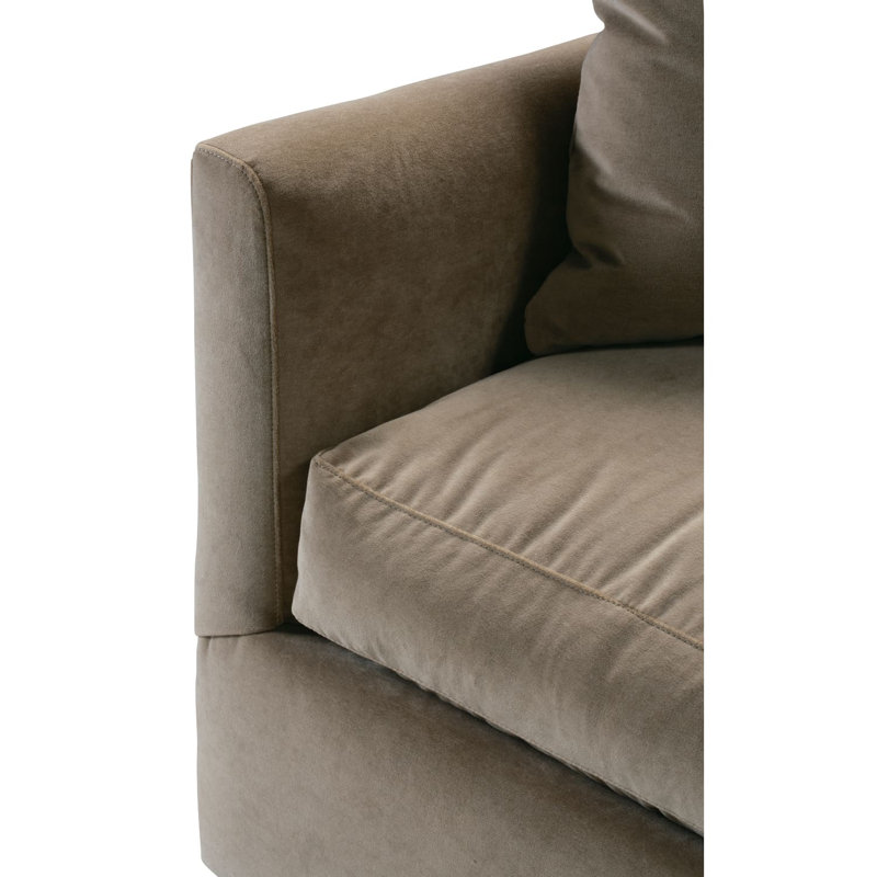 Lilah Bench Cushion Sofa, Straw Velvet (20043-28)