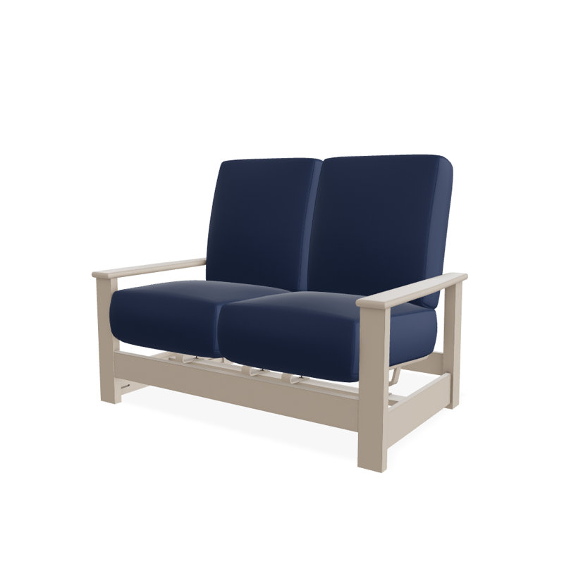 Leeward 56.5'' Wide Loveseat with Cushions, Desert, Canvas Navy Sunbrella® Canvas