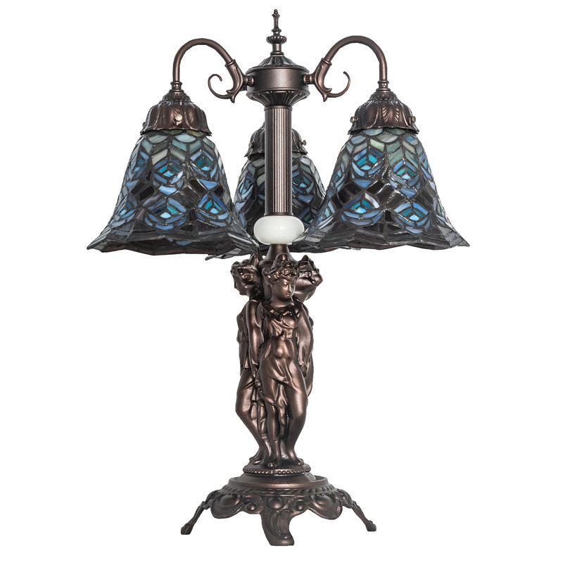 Lampe de table arquée 23 po bronze acajou