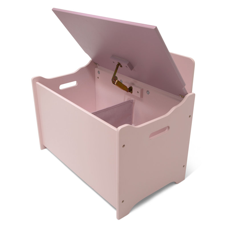 Blush Two-Tone Wooden Toy Box with Divider