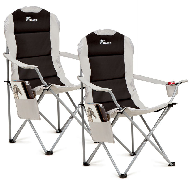 Arleyne Padded Camping Chairs - Black and Grey