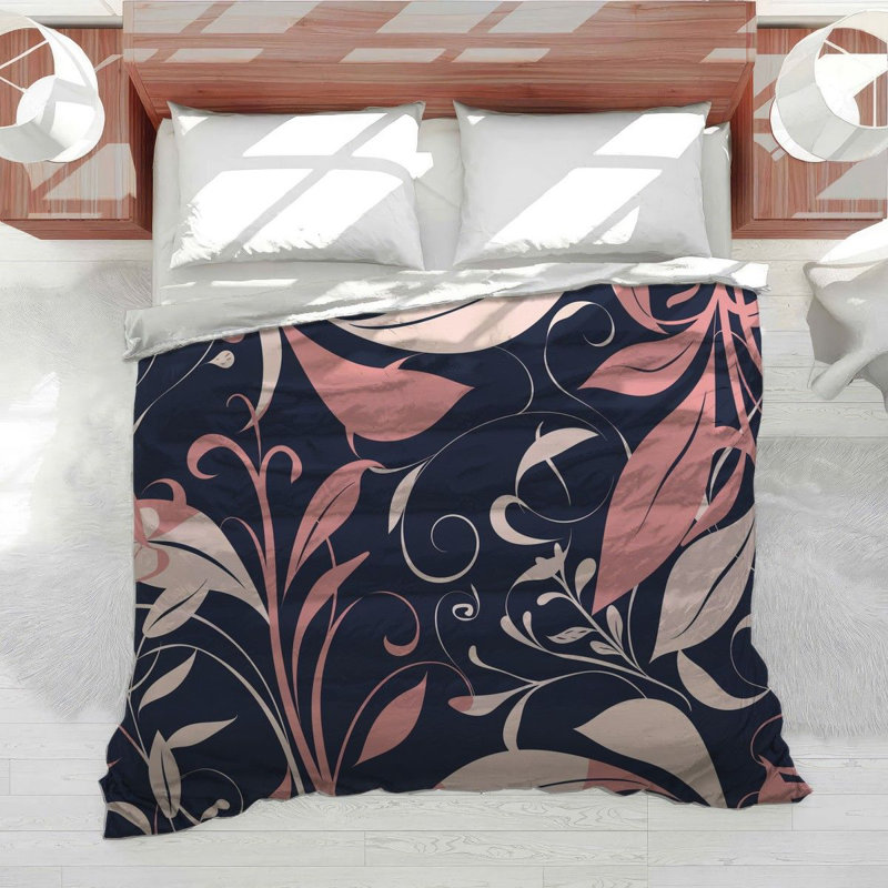 Édredon floral, literie, nature, illustration, élégant, Édredon grand