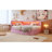 Upholstered Full Size Platform Bed With USB Ports And LED Belt, With Trundle, Pink-1456787505