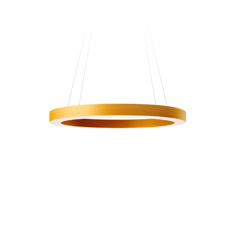 Oh! Line 1 - Light LED Chandelier, Matte Black, Natural Cherry, 2" H x 23.6" W x 23.6" D