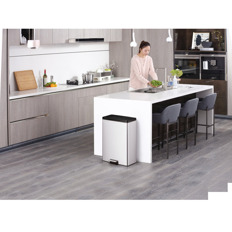 Steel Step On Multi-Compartment Rubbish & Recycling Bin - 40L, Silver