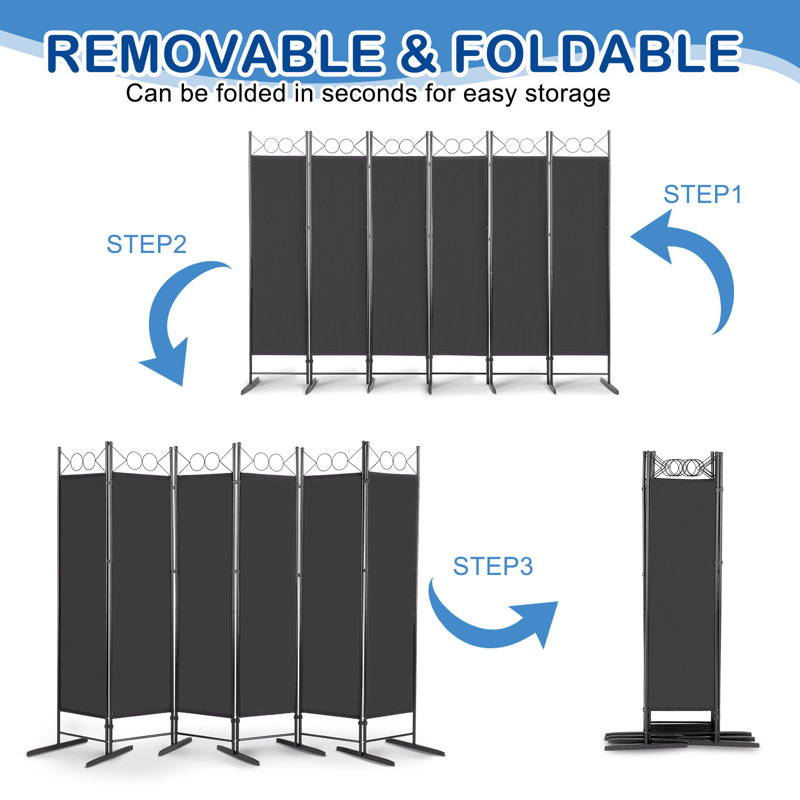246.1cm W x 180.1cm H 6 - Panel Folding Room Divider