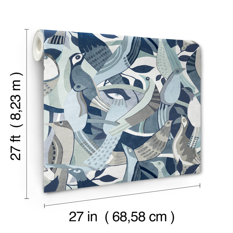Fauvist Flock Wallpaper, Blue