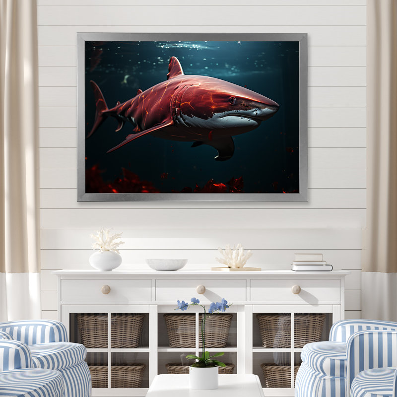 " Oceans Red Ghost Shark Photography ", Silver Single Picture Framed, 16" H x 32" W x 1" D