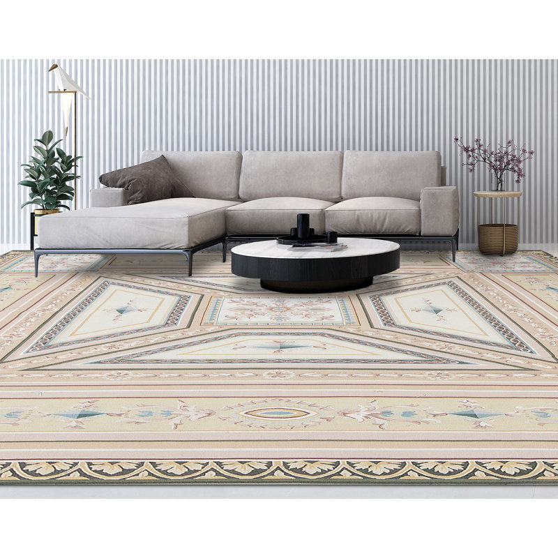 Hand-Knotted High-Quality Beige and Beige Area Rug