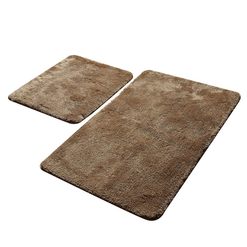 Ensemble de tapis de bain en acrylique de qualité supérieure (2 pièces), couleur vison, 19,7 x 23,6 pouces et 23,6 x 39,4 pouces | 100% acrylique antibactérien, dessous antidérapant, lavable à la machine | Doux, durable et élégant pour toute salle de bain