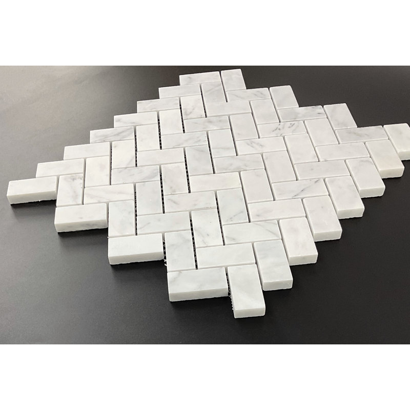 Carreau de mosaïque pour mur et plancher à chevrons / chevrons 1 "x 2" Cararra, Carrare blanc adouci