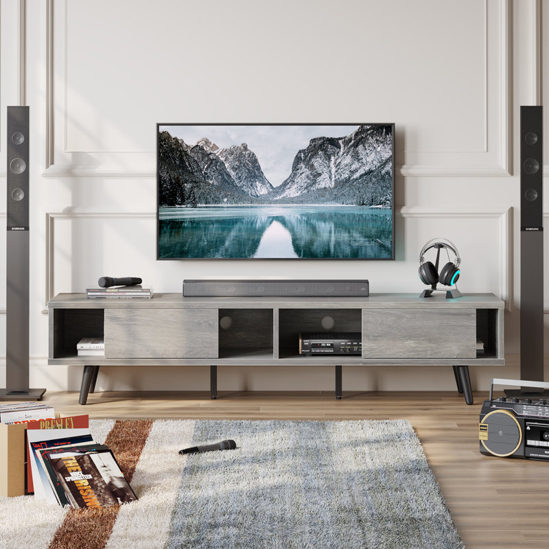 Carlei 70 inch TV Stand for TVs up to 75", White Oak