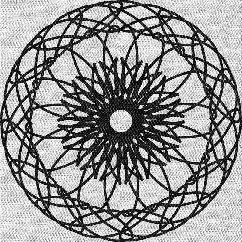 Tapis noir/gris tissé à la machine, Carré 6 pi