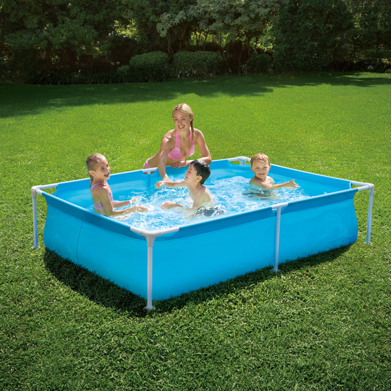 Summer Waves Plastic Rectangle Kiddie Pool 17'' H x 51'' W x 75'' L, Blue