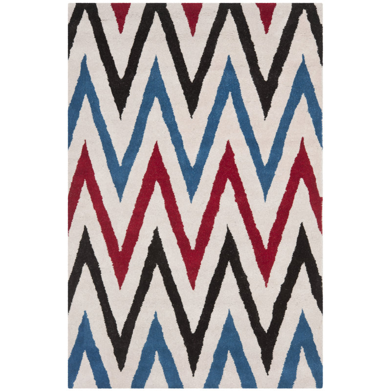 Deedie Hand Tufted Wool Chevron Rug, Rectangle 4' x 6'