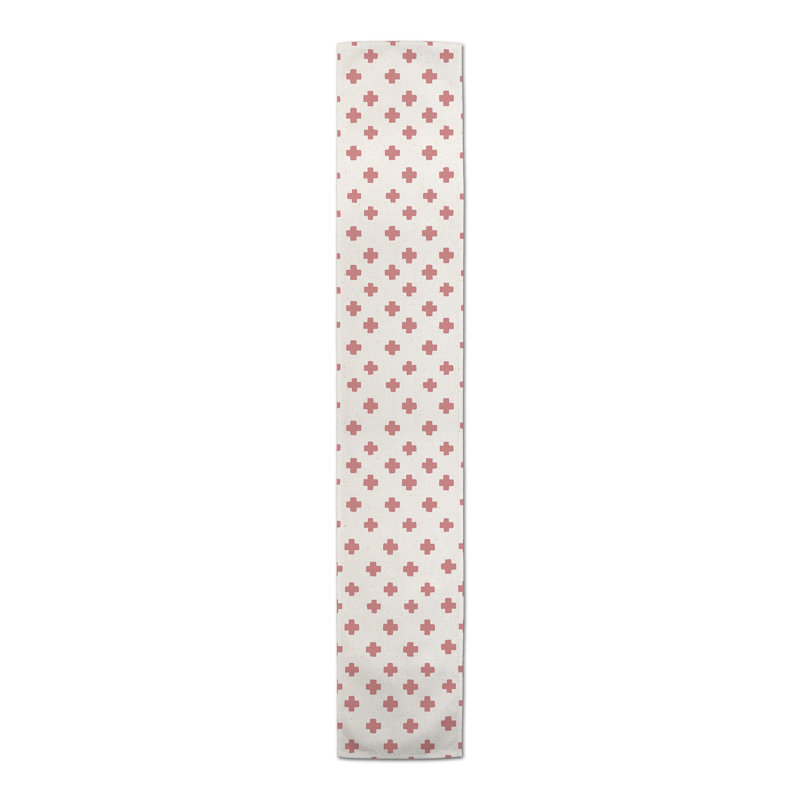 Cross Pattern Blue 5 Table Runner, Pink